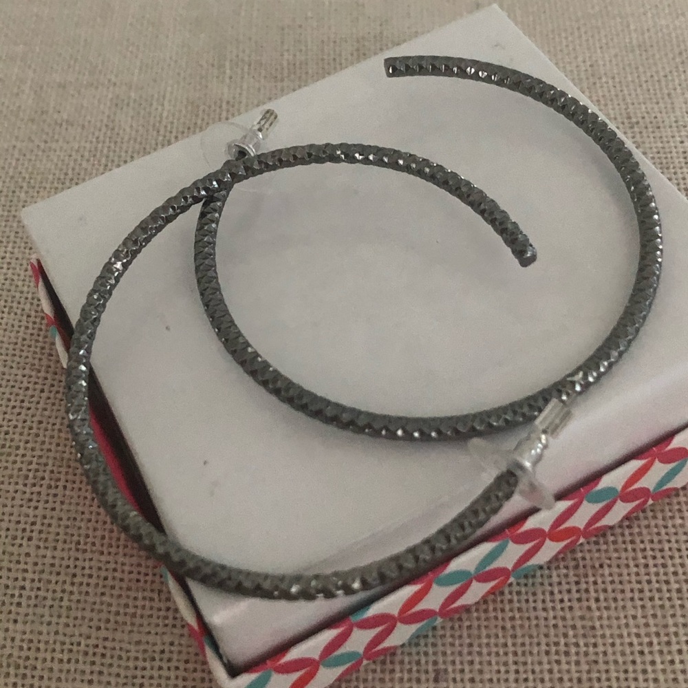 New Hematite Hoop Earrings